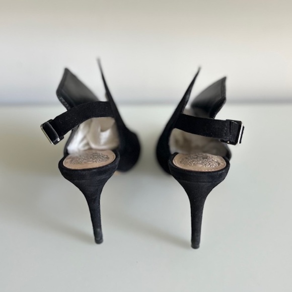 Vince Camuto Black Suede Peep-toe Sling Back Heel - Picture 4 of 5